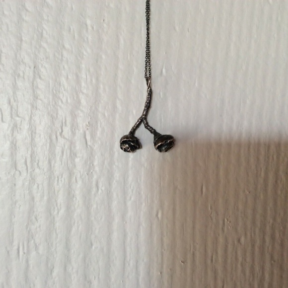 NEW Anthropologie NECKLACE oxidized 925 silver ROSE - Picture 2 of 3